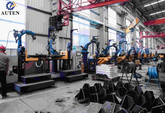Machine de soudage robotisée avec double positionneur et portique cinq axes permettant le soudage de tours de transmission