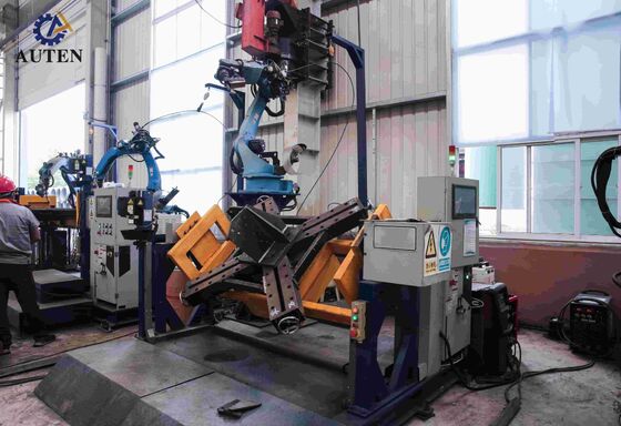 Machine de soudage robotisée avec double positionneur et portique cinq axes permettant le soudage de tours de transmission